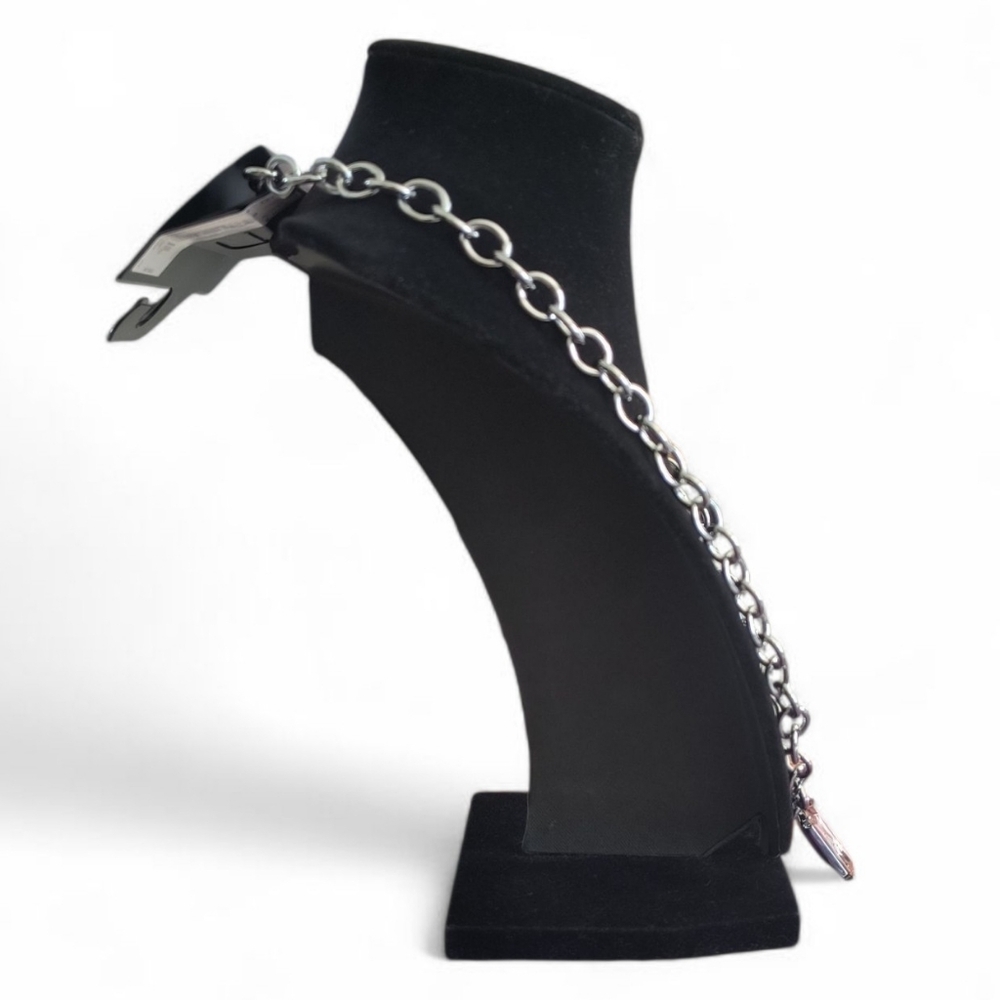 Simply Vera Vera Wang Black Tone Pink Rhinestone Padlock Chain Necklace - Picture 3 of 3